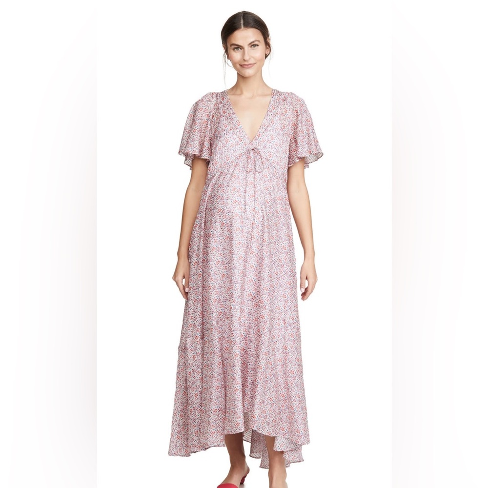 Hatch Floral Maxi Dress - Pink and White